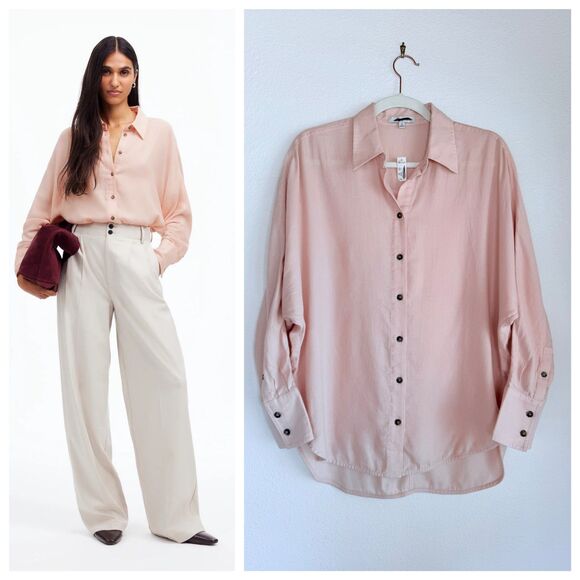 NWT Madewell Heathered Flannel Dolman Button-Up Shirt in Pink Heather Size XS - Picture 1 of 15
